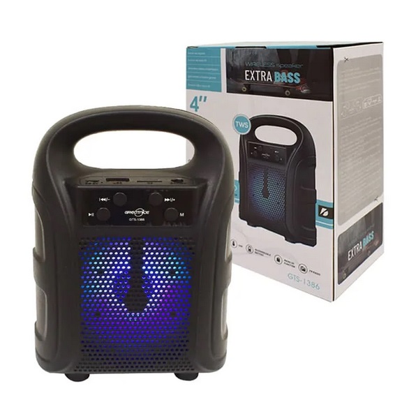 GREATNICE GTS-1386 Bluetooth, USB, TF Card & FM Radio Supported 4 Inch Driver Lighting Effects Speaker 1 GREATNICE GTS-1386 Portable Wireless Speaker (৪ ইঞ্চি ড্রাইভার ও ভাইব্রেন্ট লাইটিং ইফেক্টসহ ব্লুটুথ স্পিকার)