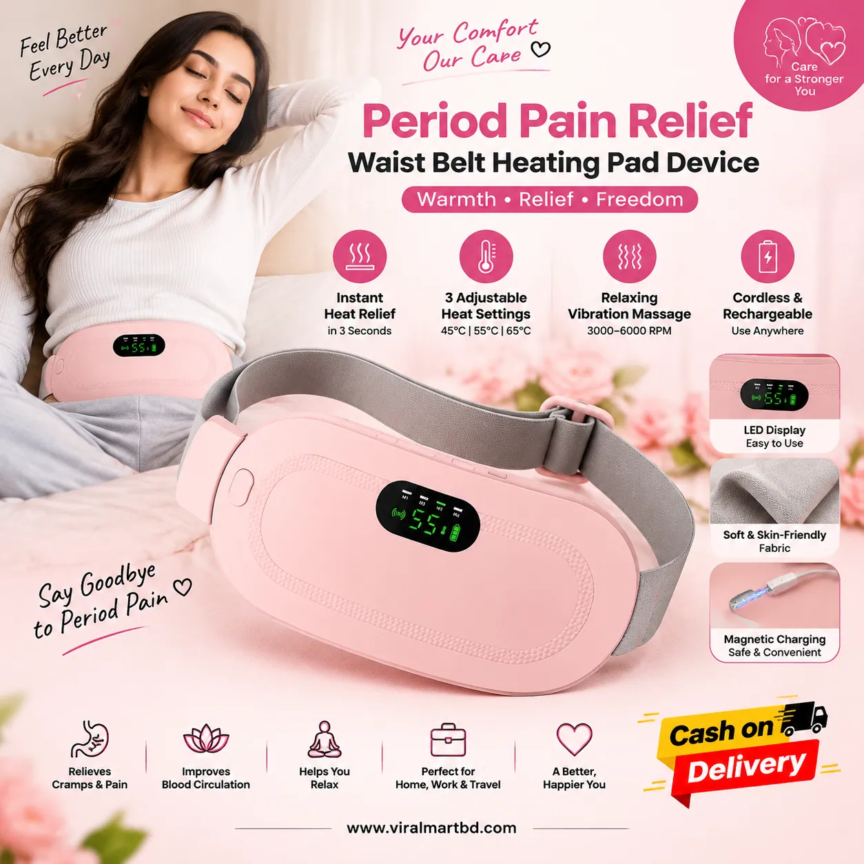 Period Pain Relief Waist Belt Heating Pad Device 1 Period Pain Relief Waist Belt Heating Pad Device