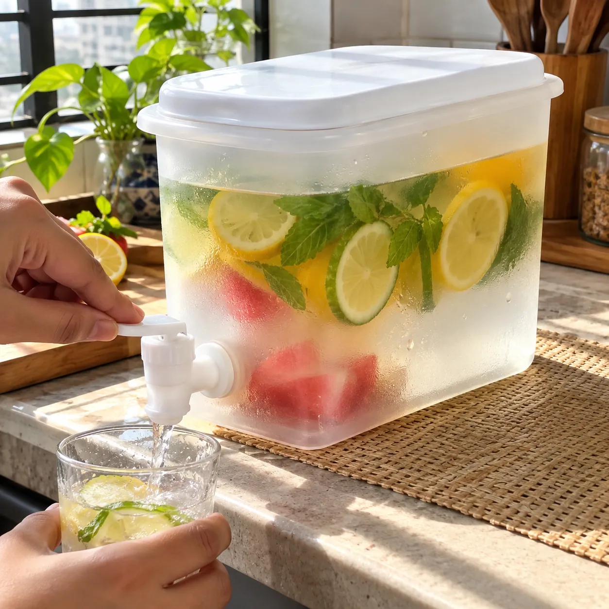 3.5L Cold Water and Juice Dispenser with Push Tap 1 3.5L Cold Water and Juice Dispenser with Push Tap