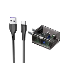 Home 56 Awei C11T Fast Charging Type‑C Transparent Adapter with 1M Cable