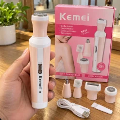 Kemei Km-3024 Multifunctional 4 In 1 Rechargeable Woman Body Shaver Eyebrow Nose Trimmer Set