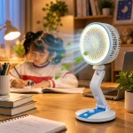 Rechargeable Folding Fan with LED Light