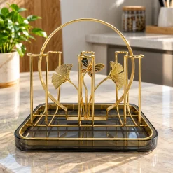 Home 66 Premium Stainless Steel Golden Glass Holder