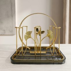Home 32 Premium Stainless Steel Golden Glass Holder