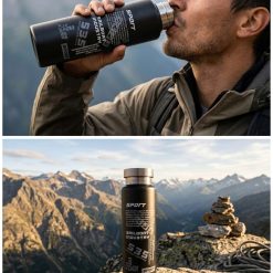 Home 65 Premium Sports 800ML Water Bottle (৮০০ মিলি লিক-প্রুফ ও মেটালিক ক্যাপসহ প্রিমিয়াম ম্যাট ব্ল্যাক স্পোর্টস ওয়াটার বোতল)
