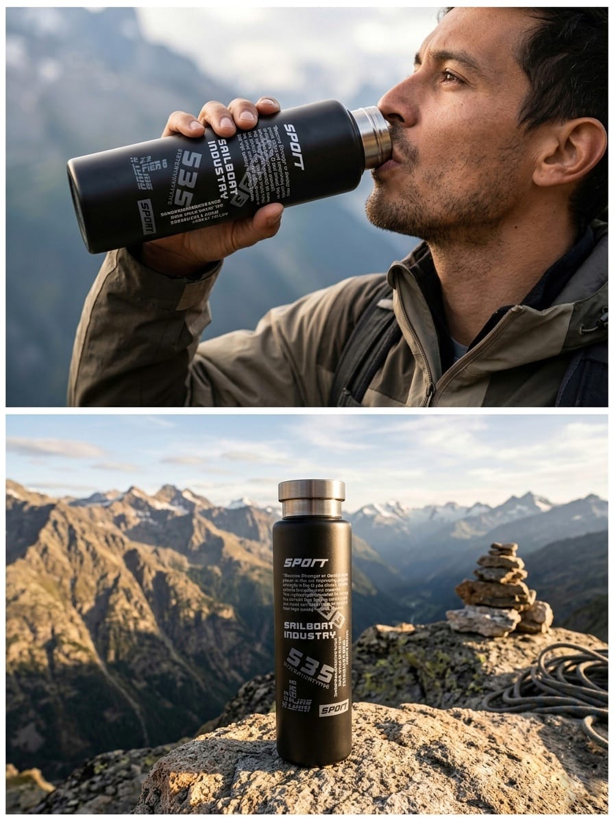 প্রিমিয়াম স্পোর্টস স্টাইল 800ML ওয়াটার বোতল 1 Premium Sports 800ML Water Bottle (৮০০ মিলি লিক-প্রুফ ও মেটালিক ক্যাপসহ প্রিমিয়াম ম্যাট ব্ল্যাক স্পোর্টস ওয়াটার বোতল)