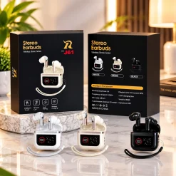 Home 21 J61 True Wireless Earbuds – Low Latency Gaming TWS with Digital LED Battery Display, Smart Touch Control, Binaural HD Calling & Lanyard Case