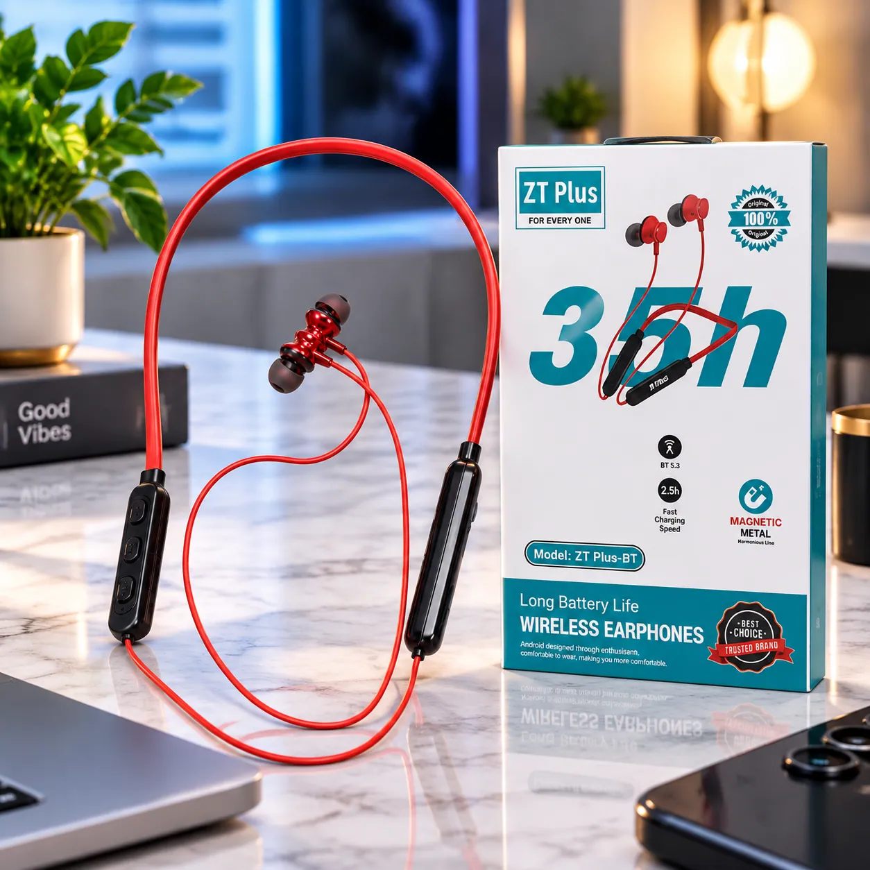 ZT Plus BT Wireless Neckband Earphone – Bluetooth 5.3 Headset with 35H Battery Life, Fast Charging, Deep Bass & Magnetic Metal Earbuds 1 ZT Plus BT Wireless Neckband Earphone – Bluetooth 5.3 Headset with 35H Battery Life, Fast Charging, Deep Bass & Magnetic Metal Earbuds